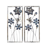 Deco 79 Metal Floral Wall Decor with Black Frame, Set of 2 12"W, 28"H, Black