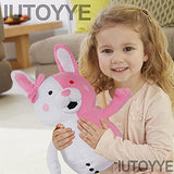 IUTOYYE Pink White Rabbit Plush Girls Youth Bunny Pillow Toy Home Decor Adornment Doll for Birthday Party (35cm)