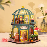 CUTEBEE DIY Dollhouse Miniature Kit, DIY Dollhouse Kit Plus Dust Proof and Music Movement, 1:24 Scale Creative Room for Valentine's Day Gift Idea (Flower Coffee House)