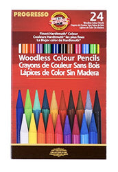Koh-I-Noor Progresso Woodless Colored 24-Pencil Set, Assorted Colored Pencils (FA8758.24)
