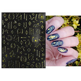 JMEOWIO 10 Sheets Moon Star Nail Art Stickers Decals Self-Adhesive Pegatinas Uñas Gold Nail Supplies Nail Art Design Decoration Accessories