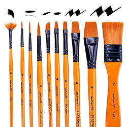 Mont Marte Art Paint Brushes Set for Painting, 10 Variety of Brushes Types for Class, Kids,