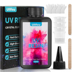 UV Resin Crystal Clear Hard Type - 100g Fast Curing UV Epoxy Resin for DIY Jewelry Making, Odorless Ultraviolet Cure Transparent Sunlight Activated UV Resin Kit for Craft Decoration, Casting & Coating