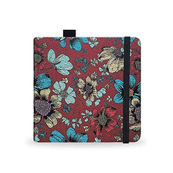 Square 5.1X5.1" 300gsm Watercolor Journal Hardbound 40pgs（20 Sheets Front Back 2 Textures）Travel Size for Calligrapher Colored Pencil Watercolor Sketch Handmade Cloth Cover Notebook Red Hibiscus