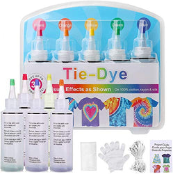 Cudny Tie Dye Kit, 5 Bright Colors for Kids and Adults, All-in-1 Non-Toxic Tye Dye for Kids with Rubber Bands, Gloves, for Craft Arts Gathering Festival Party DIY Handmade Project