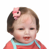 iCradle 22 Inch 55cm Lovely Smiling Handmade Soft Silicone Reborn Doll Baby Girl Realistic Looking Newborn Dolls Toddler Toy Vinyl Babies for Kid Xmas Gift
