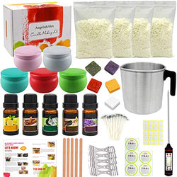 Candle Making Kit, Angela&Alex 77 Pcs DIY Kit Soy Bean Craft Tools for Beginners Includes Candle Make Pouring Pot, Candle Wicks, Wicks Sticker Natural Soy Wax Candle Tins with Lids Gifts
