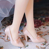 HMANE 6cm High-Heeled Shoes for 1/3 BJD Dolls, Vintage Silk High-Heeled Shoes for BJD Dolls SD Dolls, Pink