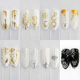AUOCATTAIL 30 Sheets Nail Art Stickers Water Transfer Nail Decals Gold & Silver Mixed Pattern Metallic Nail Stickers Animals Butterfly Lace Moon Star Art Design Nail Decorations
