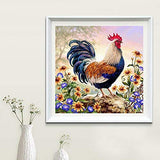 farawamu Diamond Painting, 30x30cm Rooster Animal Cross Stitch Craft DIY Mosaic Full Round Rhinestone Embroidery Painting for Home Wall Decor, Gift for Friends G-3012