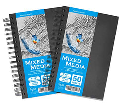 LYTek Mixed Media Paper,2 Pack 6"x9"Hardcover Sketchbook,117lb/190g Total 100 Sheets Acid-Free Paper,Sketchbooks with Spiral Bound,Ideal for Pen,Color Pencil and Light Wash Wet Media