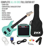 LyxPro 30 Inch Electric Guitar and Starter Kit for Kids with 3/4 Size Beginner’s Guitar, Amp, Six Strings, Two Picks, Shoulder Strap, Digital Clip On Tuner, Guitar Cable and Soft Case Gig Bag - Green