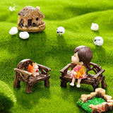 12 Pieces Fairy Garden Furniture Ornaments Miniature Table and Chairs Set Fairy Village Micro Resin Bench Chair for Dollhouse Accessories Home Micro Landscape Decoration (Vintage Style)
