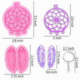4 Pcs Dream Catcher Silicone Keychain Molds, Epoxy Resin Casting Molds with 10 Keychains, Pink Dream Catcher Feather Molds for Keychain Pendants, Easy to Demold for Jewelry Making Silicone Molds