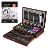 Art Set, AGPTEK 141 Pieces Deluxe Art Set, Wooden Painting Case & Art Supplies Kit with Crayons, Colored Pencils, Sketch Pencils, Paint Brushes, Sharpener and Eraser