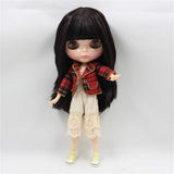 ASDAD BJD Blyth 1/6 Nude Doll Natural Skin Black Hair with Bangs/Fringe Joint Body DIY Neo Toy Gift,A