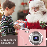 IEBRT Digital Camera,1080P Mini Vlogging Camera Video Camera LCD Screen 16X Digital Zoom 36MP Rechargeable Point and Shoot Camera for Compact Portable Kids Teens Gift (2.4 inch pink1)