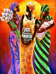 Kaliosy 5D Diamond Painting Sunset Three African Women by Number Kits Paint with Diamonds Art, DIY Crystal Craft Full Drill Cross Stitch Decoration 12X16inch (X24827)