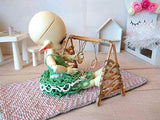 Miniature Baby Play Gym, Dollhouse Nursery Rattan Wicker Center with Hangings