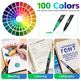 Dual Brush Pens, Markers for Adult Coloring - 100 Colors Dual Tip Brush Pens with Fine Tip and Brush Tip for Adult Kids Drawing Lettering Writing Calligraphy Sketching Gift (100 Colors Black)