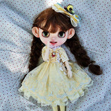 RAVPump BJD Doll Clothes, 5Pcs Bright Yellow Lace Dress Clothes Set for 1/6 BJD Doll (No Doll)