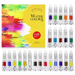 FUNHUA Watercolor Paint Artist Set - 24 Tube Art Kit Includes Colorful Water Color Paints (24 Colors)