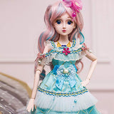 60Cm 23.6 Inch Jointed Ball-Jointed Doll+Face Make UP+Dress+Headdress+Shoes Full Set HMYH