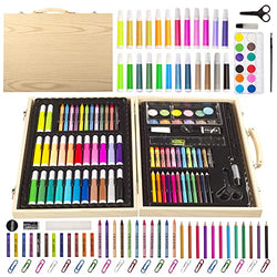Art Set for Kids, KINSPORY 86PC Coloring Art Kit, Wooden Drawing Art Supplies Case, Crayon Colour Pencils for Budding Artists Kids Teens Boys Girls (White)