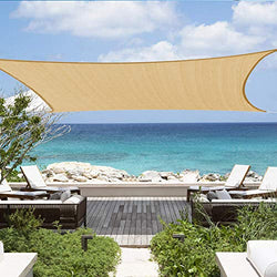 Shade&Beyond Sun Canopy Shade Sail 12'x16' Rectangle UV Block for Patio Deck Yard and Outdoor Activities Sand