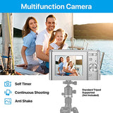 Digital Camera for Kids Girls and Boys - 1080P FHD Digital Camera 36MP LCD Screen Rechargeable Students Compact Camera Mini Camera with 16X Digital Zoom Vlogging Camera for Teens, Kids (Silver)