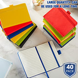 40 Pack Pocket Notebook Journals A6 Mini Hardcover Journal PU Leather Lined Notebooks 3.5 x 5.5 Inch Small College Ruled Notepad With Pen Holder for Writing Office Work School Supplies (Mixed Color)