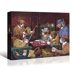 Looife Dogs Playing Poker Cards Canvas Prints Wall Art,18x12 Inch Funny Famous Painting Giclee Artwork Reproduction Wall Decor for Modern Home Decoration