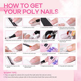 Modelones Poly Extension Gel Nail Kit - Nail Enhancement Builder Nail Gel with 48W LED Nail Lamp 6 Nude Pink Colors Slip Solution Rhinestones Glitter All In One Kit for Nail Manicure Starter Kit DIY at Home Valentine's Day
