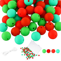 80 Pieces 12 mm Colorful Silicone Beads Mix Color Silicone Teething Beads No BPA Loose Teether Beads Handmade Making Kit for DIY Necklace Bracelet Jewelry Accessory, 4 Colors