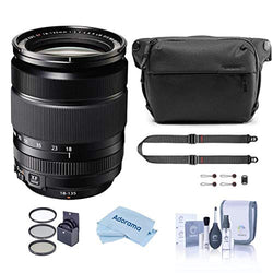 Fujifilm XF 18-135mm F3.5-5.6 R LM OIS WR (Weather Resistant) Lens - Bundle with Peak Design SlideLITE Strap, Peak Design 6L Everyday Sling V2 Black, 67mm Filter Kit, Cleaning Kit, Microfiber Cloth