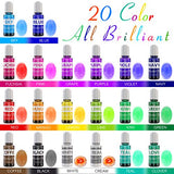 Alcohol Ink Set - 24 x 0.35oz Alcohol Based Ink for Epoxy Resin Painting, Resin Petri Dish Making - Concentrated Alcohol Paint Color Dye with 6 White Color Inks for Resin Art, Coaster, Yupo, Tumbler