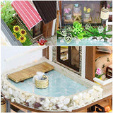 CUTEBEE Dollhouse Miniature with Furniture, DIY Wooden Dollhouse Kit Plus Dust Proof and Music Movement, 1:24 Scale Creative Room Idea