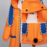 Japanese Anime Kakegurui Long Eare Rabbit Coat Hoodie Jacket Outfit for Yomoduki Runa Uniform Cosplay Costume(Orange L)