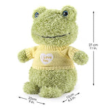 GAGAKU Cute Plush 11'' Stuffed Frog Animal Toy for Girls Boy Kids Small Washable Soft Frog Plushies Baby Doll with Removable Sweater and Gift Bag