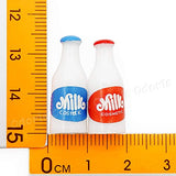 Odoria 1:12 Miniature 2PCS Milk Bottles Red and Blue Dollhouse Kitchen Accessories