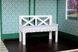 Miniature white sofa with matching and pillows set. Dollhouse furniture garden