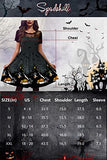 Halloween Women Vintage Lace Sleeve Midi Dress Swing Pumpkin Bat Party Costume Black XXL