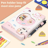 Pink Journal Notebook - ADOUNOTES Kawaii Journal Notebook for Women and Girl, Sweet Days Series PU Leather Cover Cute Journal Diary Notebook with Magnetic Buckle，Pen Holder and Inner Pocket A5 Size