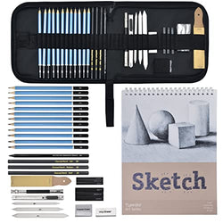 Sketching Drawing Pencil Set,34pcs Professional Charcoal Pencils Artist Kit with Sketch Book,Art Set Supplies for Teens,Kids Adults,Artists,Beginners(34)