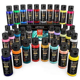 ARTEZA Pouring Bundle: Acrylic Paint Set for Pouring and Wood Slices