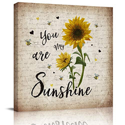 BABE MAPS Canvas Wall Art Framed Wall Decoration 20x20 inch Wall Decor Poster Prints Rustic Sunflower Picture Artwork Ready to Hang for Kitchen Bedroom Decor You are My Sunshine