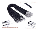 KONMAY Necklace Cord 50PCS 20'' Black Satin Silk Necklace Cord 2.0mm With 2'' Extension Chain