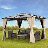 Grand patio 10x12 Gazebo, Hardtop Gazebo, Single Roof Pergolas Metal Aluminum Frame UV 50+ Outdoor Canopy with Mosquito Netting and Curtains, Outdoor Shelter for Garden, Lawn, Backyard