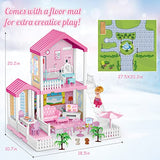 TOY Life Dollhouse - Doll House 4-5 Year Old with Lights - Toddler Girls Doll House 2-3 Year Old 20" x 19" x 11" with 2 Dolls 3 Princess Doll Dream House Rooms, Furniture & Dollhouse Accessories