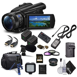 Sony Handycam FDR-AX700 4K HD Video Camera Camcorder + Extra Battery and Charger + 3 Piece Filter Kit + Wide Angle Lens + Case + Tripod and More - Advanced Bundle